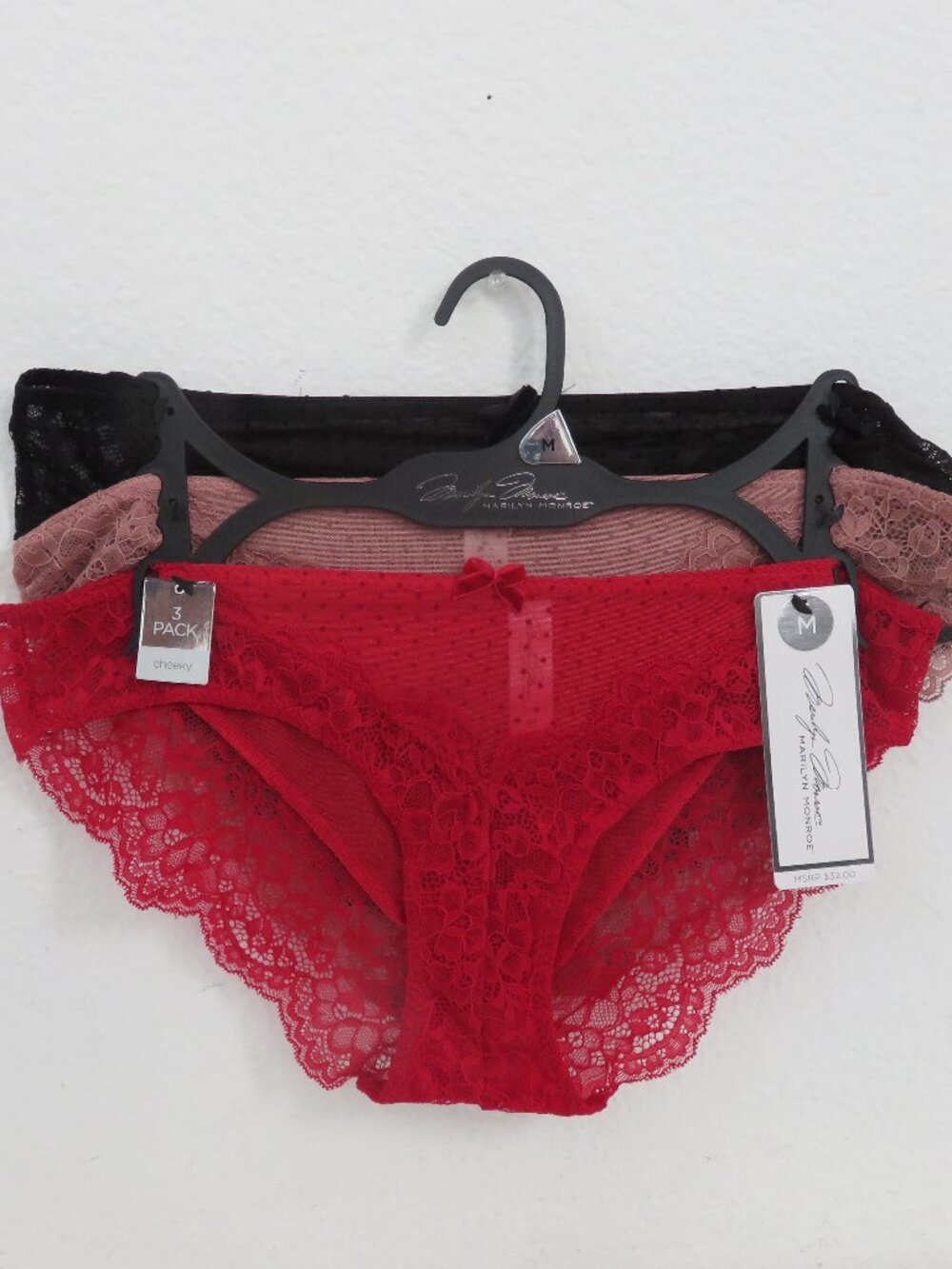 (#140) MARILYN MONROE 3pk Lace Bikini Full Lace Cheeky underwear Panties